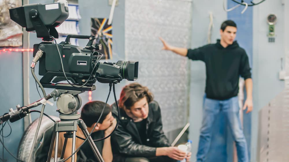 Crew members on a film set