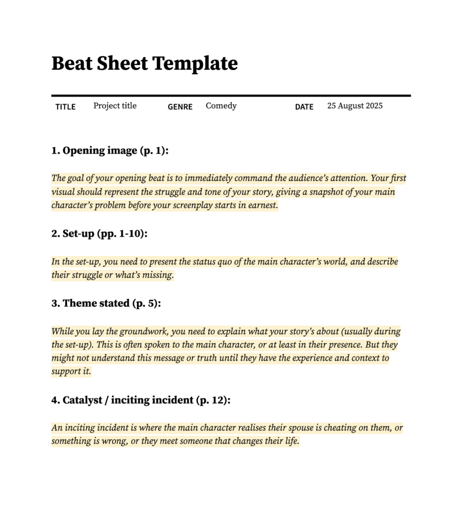 beat sheet